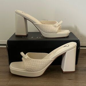 Elegant Cream Women's Block Heel Sandals
